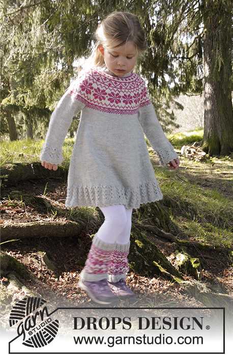 Лесной танец - Вязаная КАПЛИ платье с норвежским узором в "Karisma". Размер 3 - 12 лет - Бесплатный шаблон капельно Design